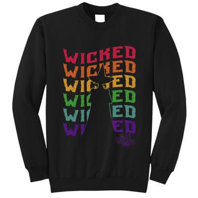 The W.I.Z.A.R.D Of Oz Pride Wicked Witch Rainbow Text Stack Tall Sweatshirt