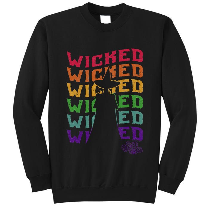 The W.I.Z.A.R.D Of Oz Pride Wicked Witch Rainbow Text Stack Tall Sweatshirt