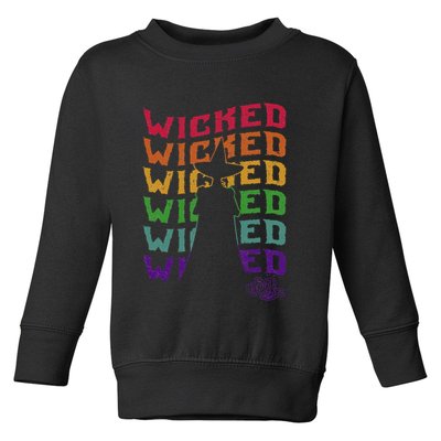 The W.I.Z.A.R.D Of Oz Pride Wicked Witch Rainbow Text Stack Toddler Sweatshirt