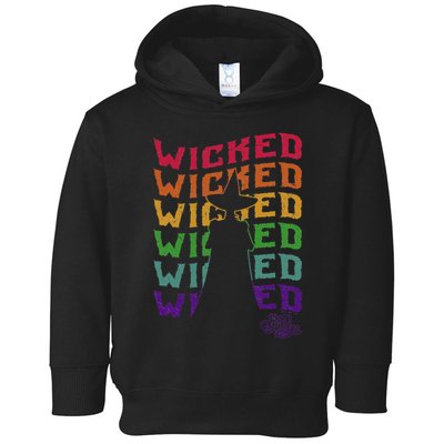 The W.I.Z.A.R.D Of Oz Pride Wicked Witch Rainbow Text Stack Toddler Hoodie