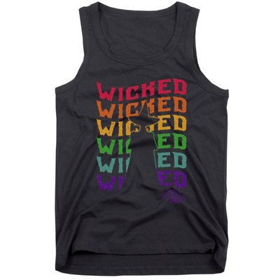 The W.I.Z.A.R.D Of Oz Pride Wicked Witch Rainbow Text Stack Tank Top