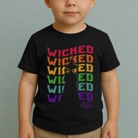 The W.I.Z.A.R.D Of Oz Pride Wicked Witch Rainbow Text Stack Toddler T-Shirt