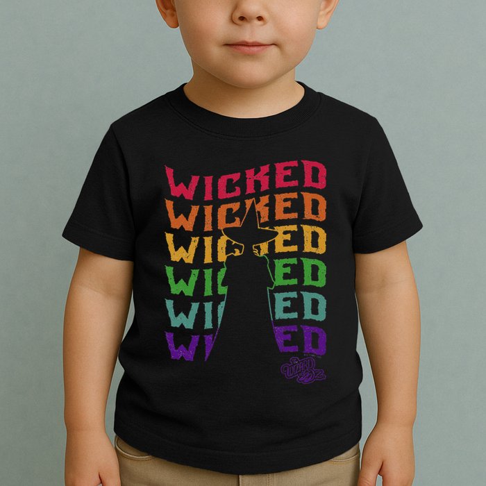 The W.I.Z.A.R.D Of Oz Pride Wicked Witch Rainbow Text Stack Toddler T-Shirt