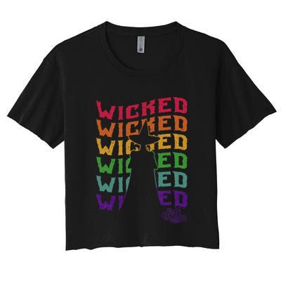 The W.I.Z.A.R.D Of Oz Pride Wicked Witch Rainbow Text Stack Crop Top