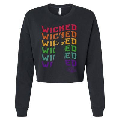 The W.I.Z.A.R.D Of Oz Pride Wicked Witch Rainbow Text Stack Cropped Pullover Crew