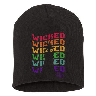 The W.I.Z.A.R.D Of Oz Pride Wicked Witch Rainbow Text Stack Short Acrylic Beanie