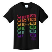 The W.I.Z.A.R.D Of Oz Pride Wicked Witch Rainbow Text Stack Kids T-Shirt