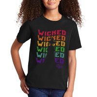 The W.I.Z.A.R.D Of Oz Pride Wicked Witch Rainbow Text Stack Kids T-Shirt