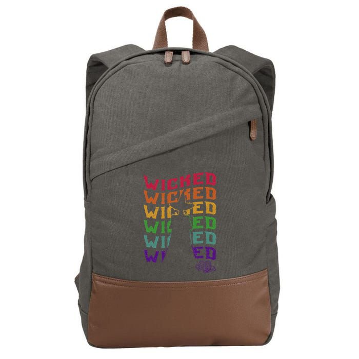 The W.I.Z.A.R.D Of Oz Pride Wicked Witch Rainbow Text Stack Cotton Canvas Backpack
