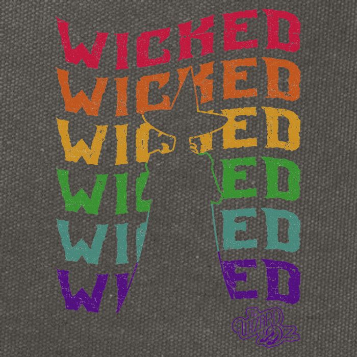 The W.I.Z.A.R.D Of Oz Pride Wicked Witch Rainbow Text Stack Cotton Canvas Backpack