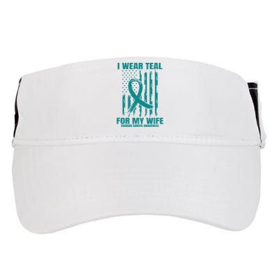 Teal Wife Ovarian Cancer Awareness Flag Graphic Back Print Premium Adult Drive Performance Visor