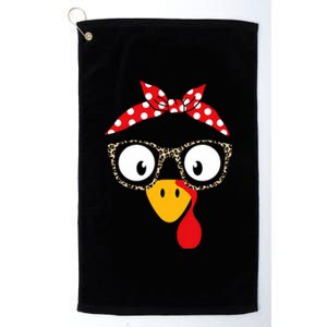 Turkey Woman Or Girl With Leopard Glasses For Thanksgiving Platinum Collection Golf Towel