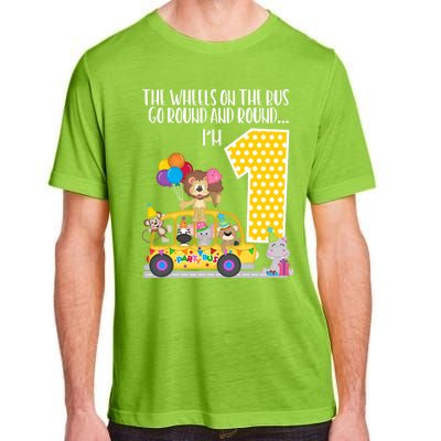 The Wheels On The Bus 1st Birthday 1 Yr Old Family Matching Gift Adult ChromaSoft Performance T-Shirt