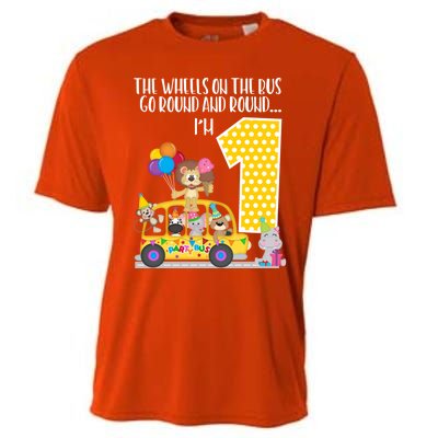 The Wheels On The Bus 1st Birthday 1 Yr Old Family Matching Gift Cooling Performance Crew T-Shirt