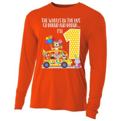 The Wheels On The Bus 1st Birthday 1 Yr Old Family Matching Gift Cooling Performance Long Sleeve Crew