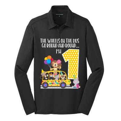 The Wheels On The Bus 1st Birthday 1 Yr Old Family Matching Gift Silk Touch Performance Long Sleeve Polo