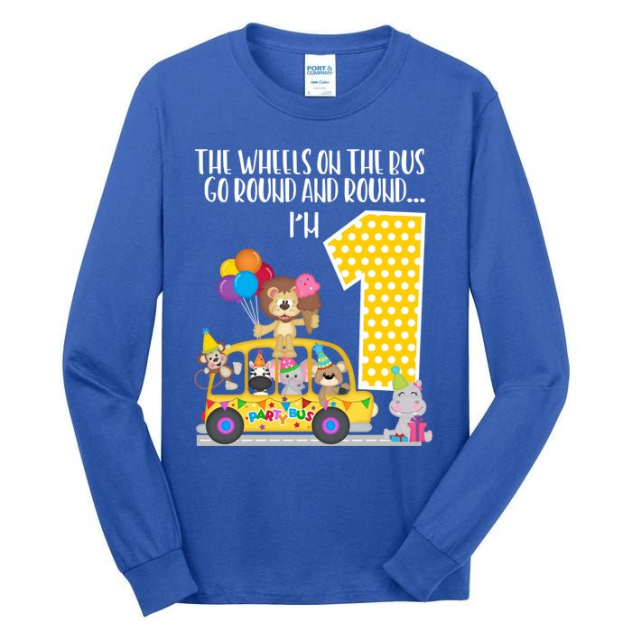 The Wheels On The Bus 1st Birthday 1 Yr Old Family Matching Gift Tall Long Sleeve T-Shirt