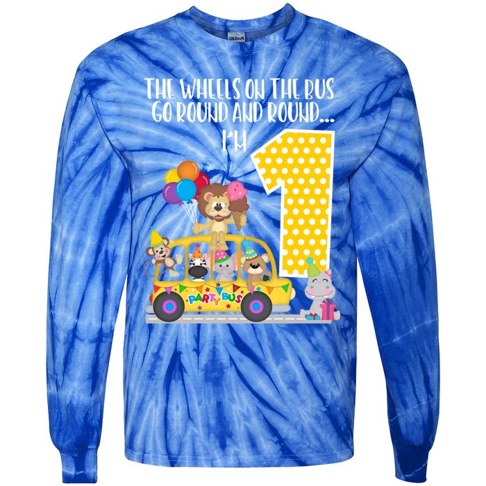 The Wheels On The Bus 1st Birthday 1 Yr Old Family Matching Gift Tie-Dye Long Sleeve Shirt