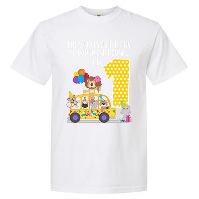 The Wheels On The Bus 1st Birthday 1 Yr Old Family Matching Gift Garment-Dyed Heavyweight T-Shirt