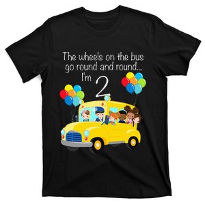 The Wheels On The Bus 2nd Birthday 2 Years Old Yellow Bus T-Shirt