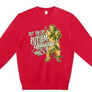 The W.I.Z.A.R.D Of Oz The Cowardly Lion Put Em Up Premium Crewneck Sweatshirt