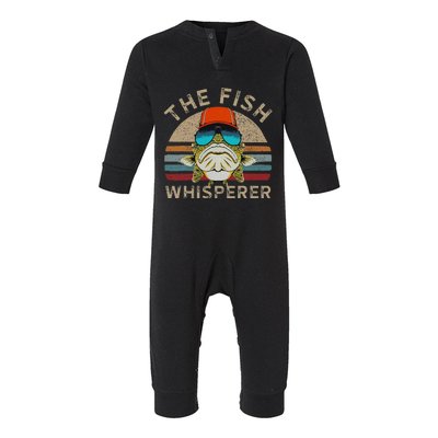 The Whisperer Of Fish Retro Vintage Fishing Angler Fisherman Infant Fleece One Piece