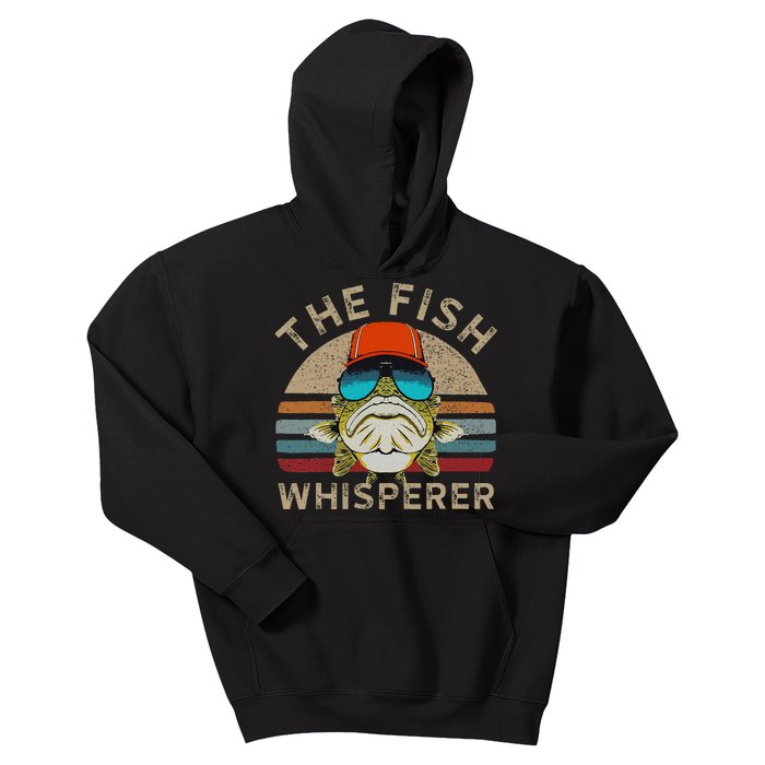 The Whisperer Of Fish Retro Vintage Fishing Angler Fisherman Kids Hoodie