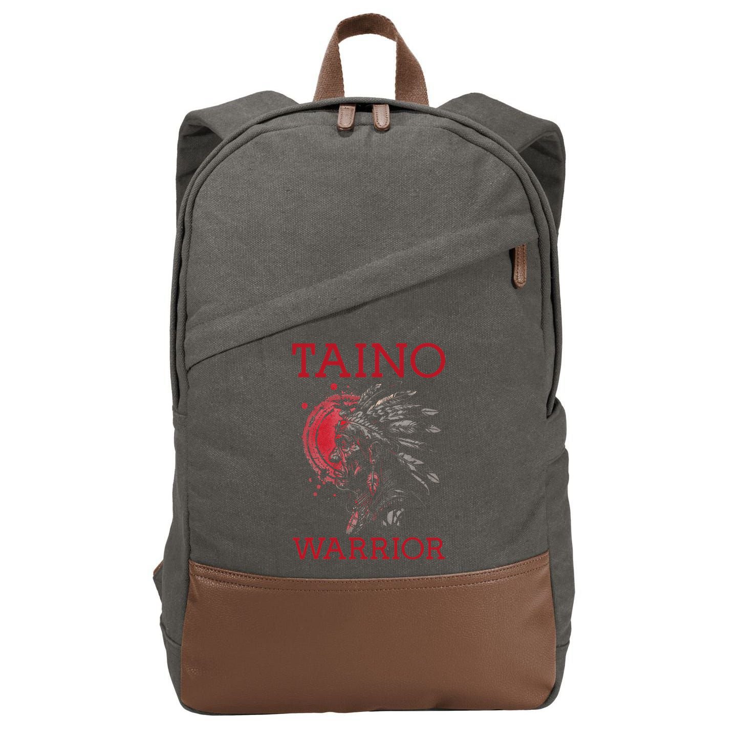 Taino Warrior Puerto Rico Heritage Boricua Boriken Pride Cotton Canvas Backpack