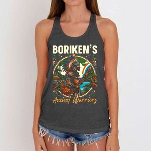 Taino Warrior Puerto Rico Indigenous Carribbean Culture Women's Knotted Racerback Tank