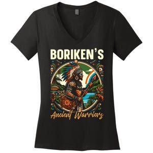 Taino Warrior Puerto Rico Indigenous Carribbean Culture Women's V-Neck T-Shirt