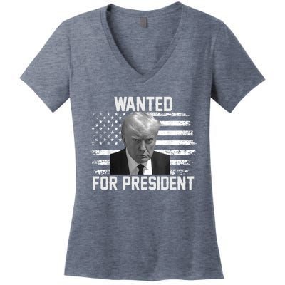 Trump Wanted President Trump Mugshot Women's V-Neck T-Shirt