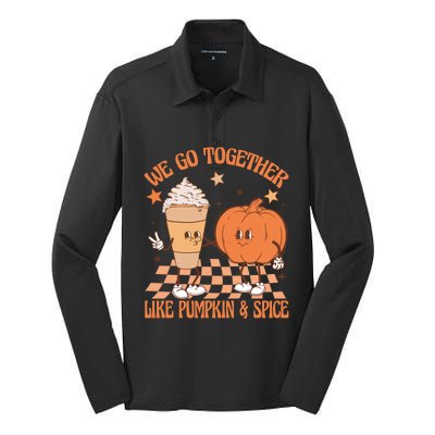 Thanksgiving We Pumpkin Spice Autumn Fall Go Together Like Silk Touch Performance Long Sleeve Polo