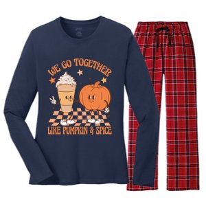 Thanksgiving We Pumpkin Spice Autumn Fall Go Together Like Women's Long Sleeve Flannel Pajama Set 