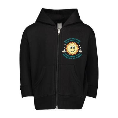 Tomorrow Will Probably Be Worse Existential Dread Toon Style Toddler Zip Fleece Hoodie