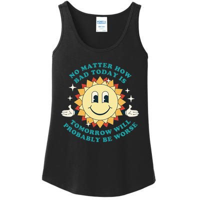 Tomorrow Will Probably Be Worse Existential Dread Toon Style Ladies Essential Tank