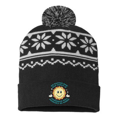 Tomorrow Will Probably Be Worse Existential Dread Toon Style USA-Made Snowflake Beanie