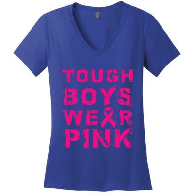 Tough Wear Pink Cool Pink Breast Cancer Awareness Women's V-Neck T-Shirt