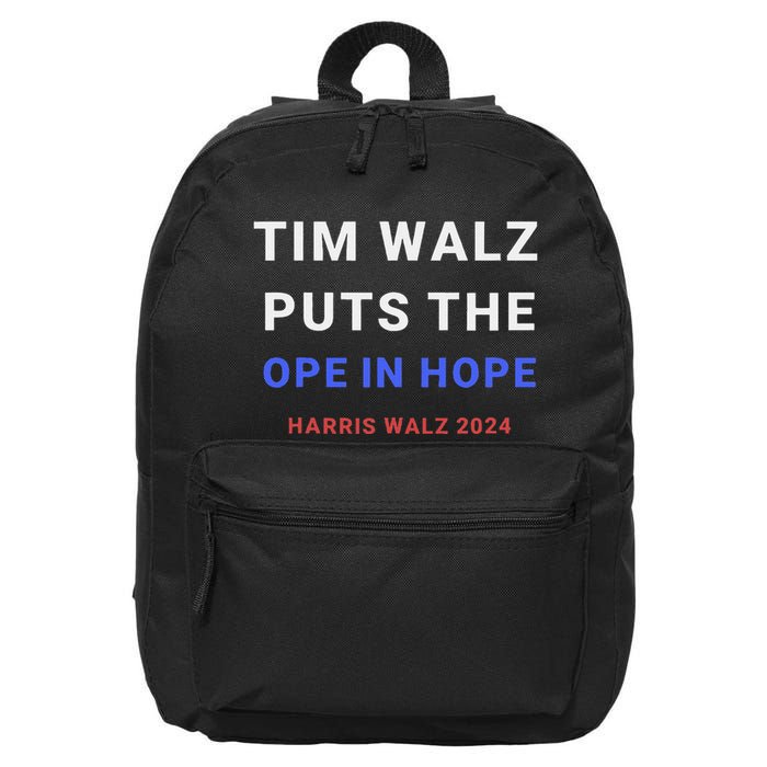 Tim Walz Puts The Ope In Hope Harris Walz 2024 Midwest 16 in Basic Backpack