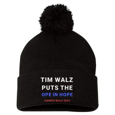 Tim Walz Puts The Ope In Hope Harris Walz 2024 Midwest Pom Pom 12in Knit Beanie