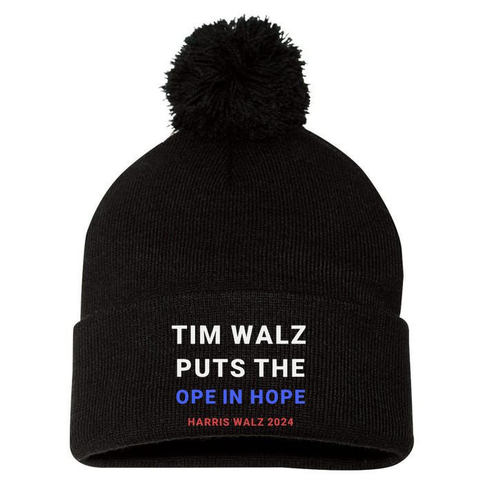 Tim Walz Puts The Ope In Hope Harris Walz 2024 Midwest Pom Pom 12in Knit Beanie