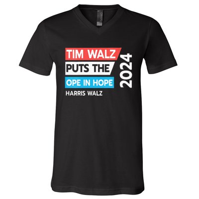 Tim Walz Puts The Open In Hole 2024 Harris Walz V-Neck T-Shirt