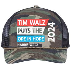 Tim Walz Puts The Open In Hole 2024 Harris Walz Retro Rope Trucker Hat Cap