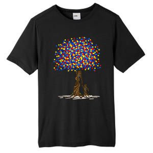 Tree With Puzzle Pieces Autism Mom And Son Autism Awareness Gift Tall Fusion ChromaSoft Performance T-Shirt