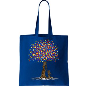 Tree With Puzzle Pieces Autism Mom And Son Autism Awareness Gift Tote Bag