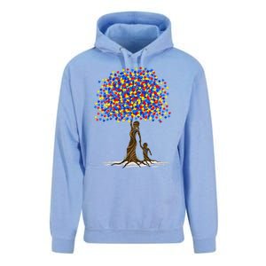 Tree With Puzzle Pieces Autism Mom And Son Autism Awareness Gift Unisex Surf Hoodie