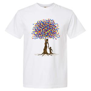 Tree With Puzzle Pieces Autism Mom And Son Autism Awareness Gift Garment-Dyed Heavyweight T-Shirt