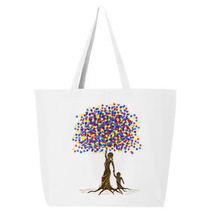 Tree With Puzzle Pieces Autism Mom And Son Autism Awareness Gift 25L Jumbo Tote