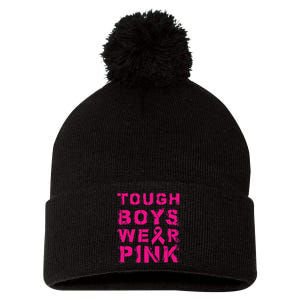 Tough Wear Pink Cool Pink Breast Cancer Awareness Pom Pom 12in Knit Beanie