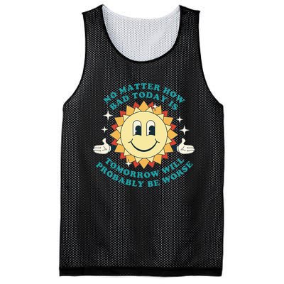 Tomorrow Will Probably Be Worse Existential Dread Toon Style Mesh Reversible Basketball Jersey Tank