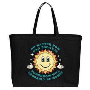 Tomorrow Will Probably Be Worse Existential Dread Toon Style Cotton Canvas Jumbo Tote